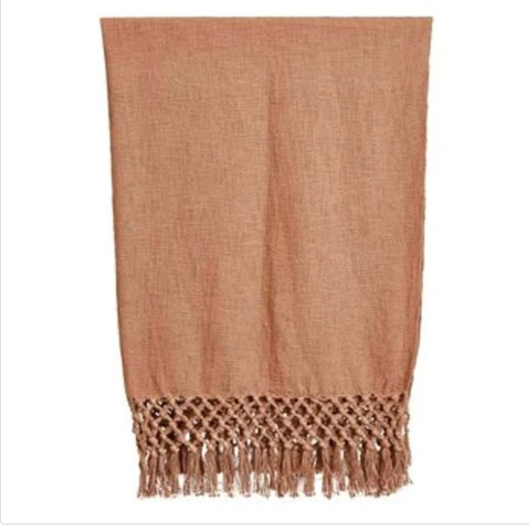 Cotton Throw Blanket with Fringe