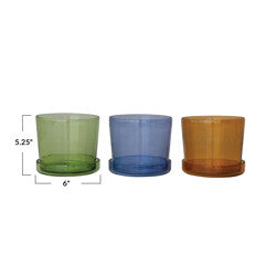 Hand Blown Glass Planter and Saucer