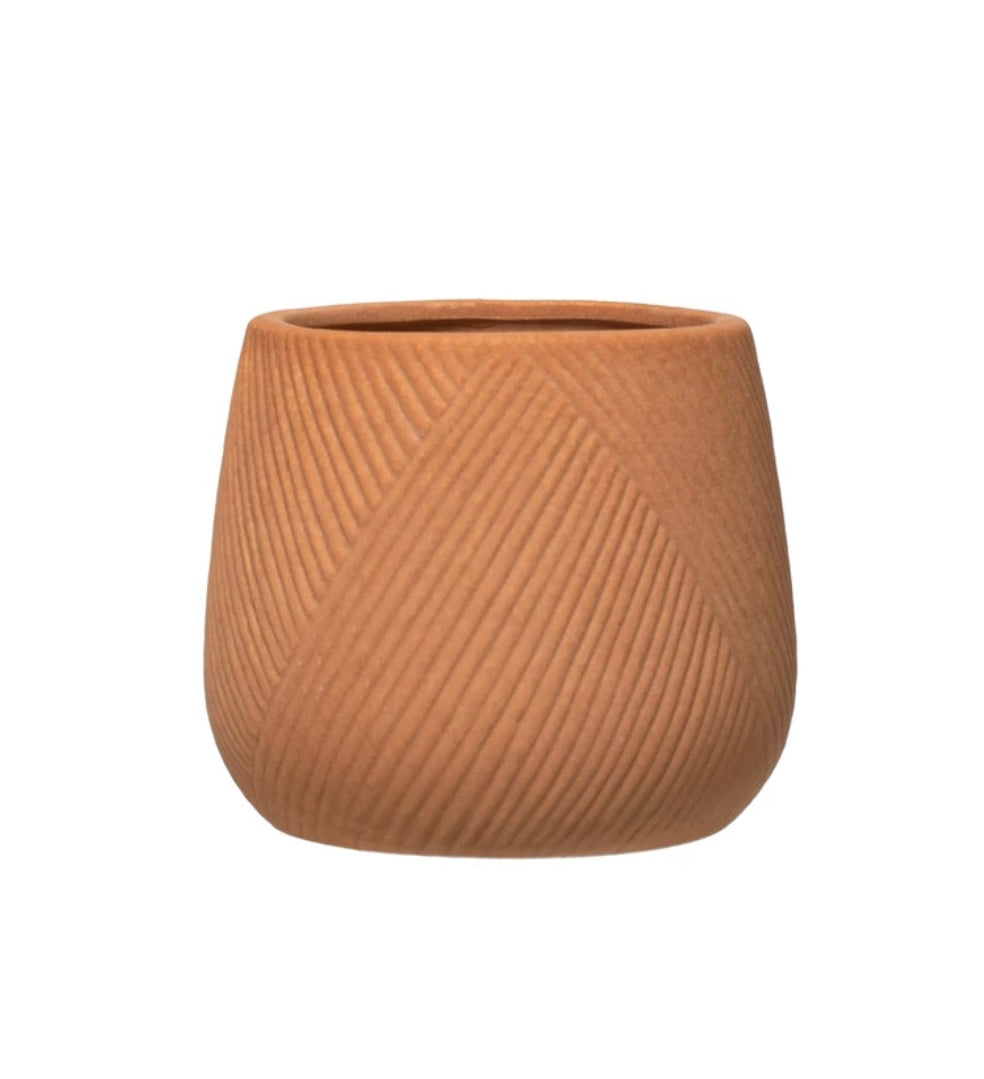 Engraved Terracotta Cachepot