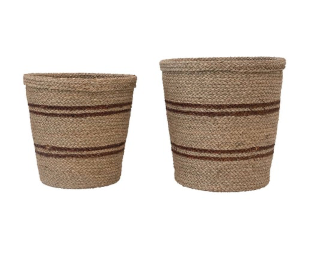 Ochre Striped Basket