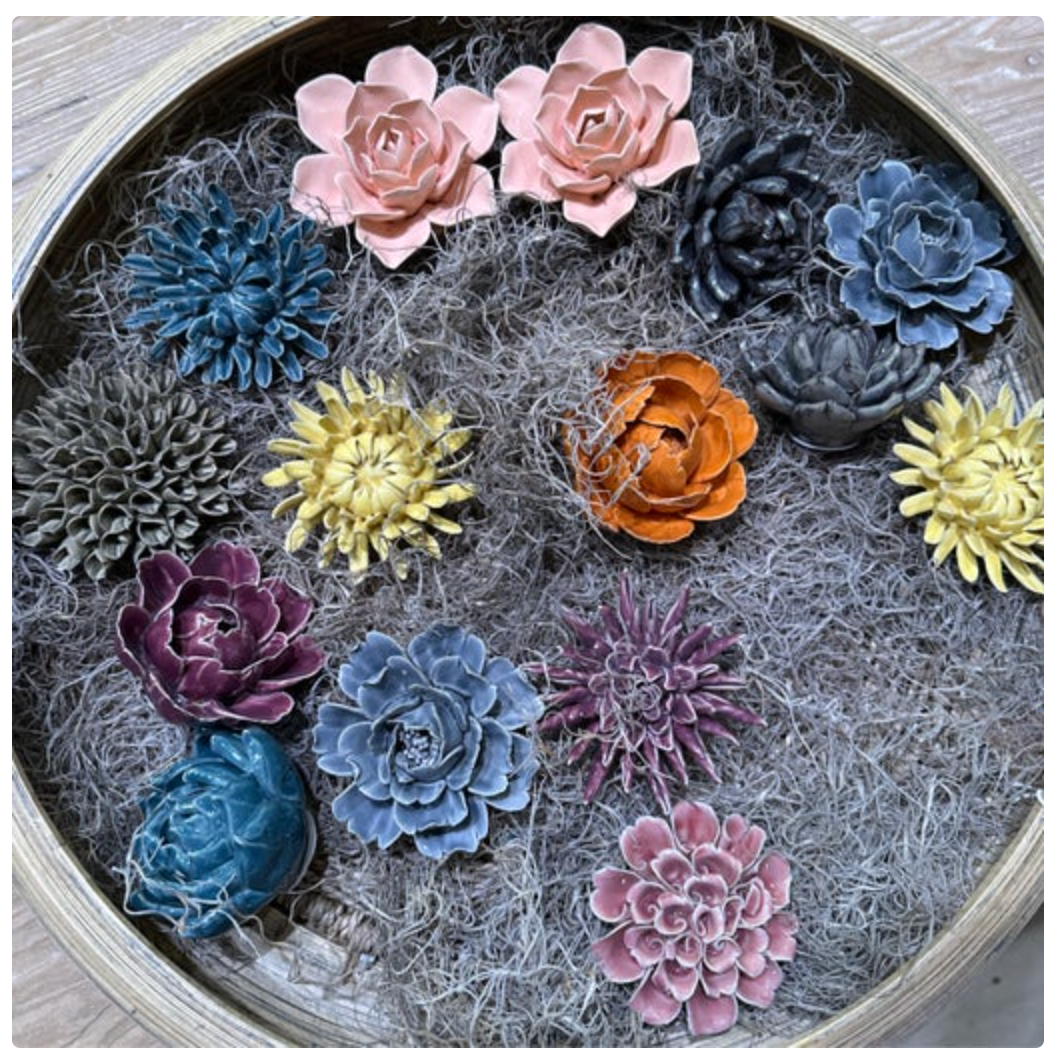 Ceramic Floral Wall Hangers