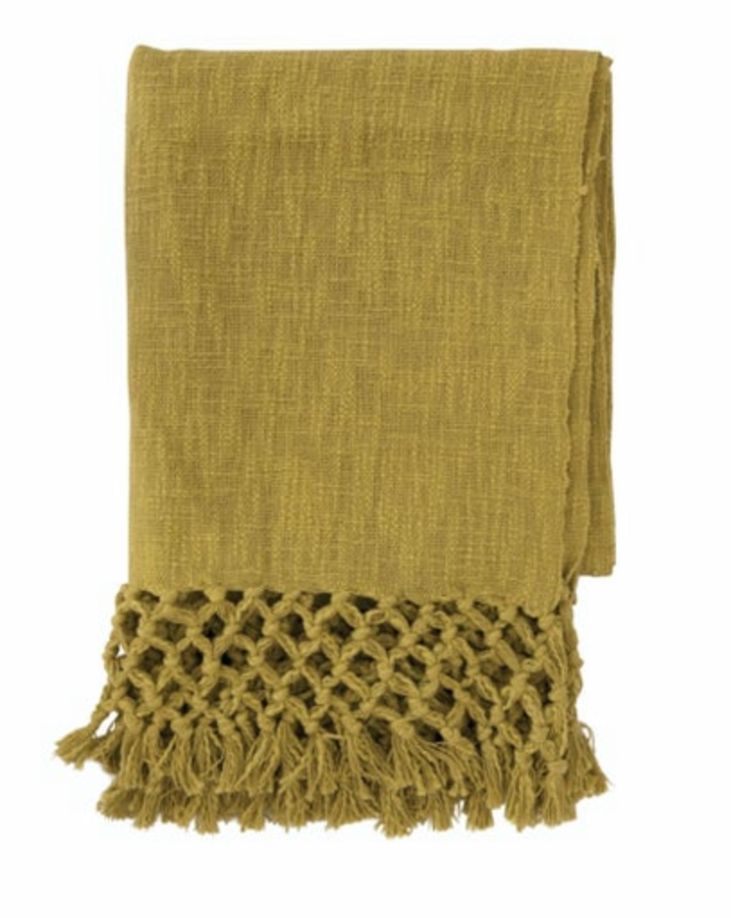 Cotton Throw Blanket with Fringe