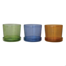Hand Blown Glass Planter and Saucer